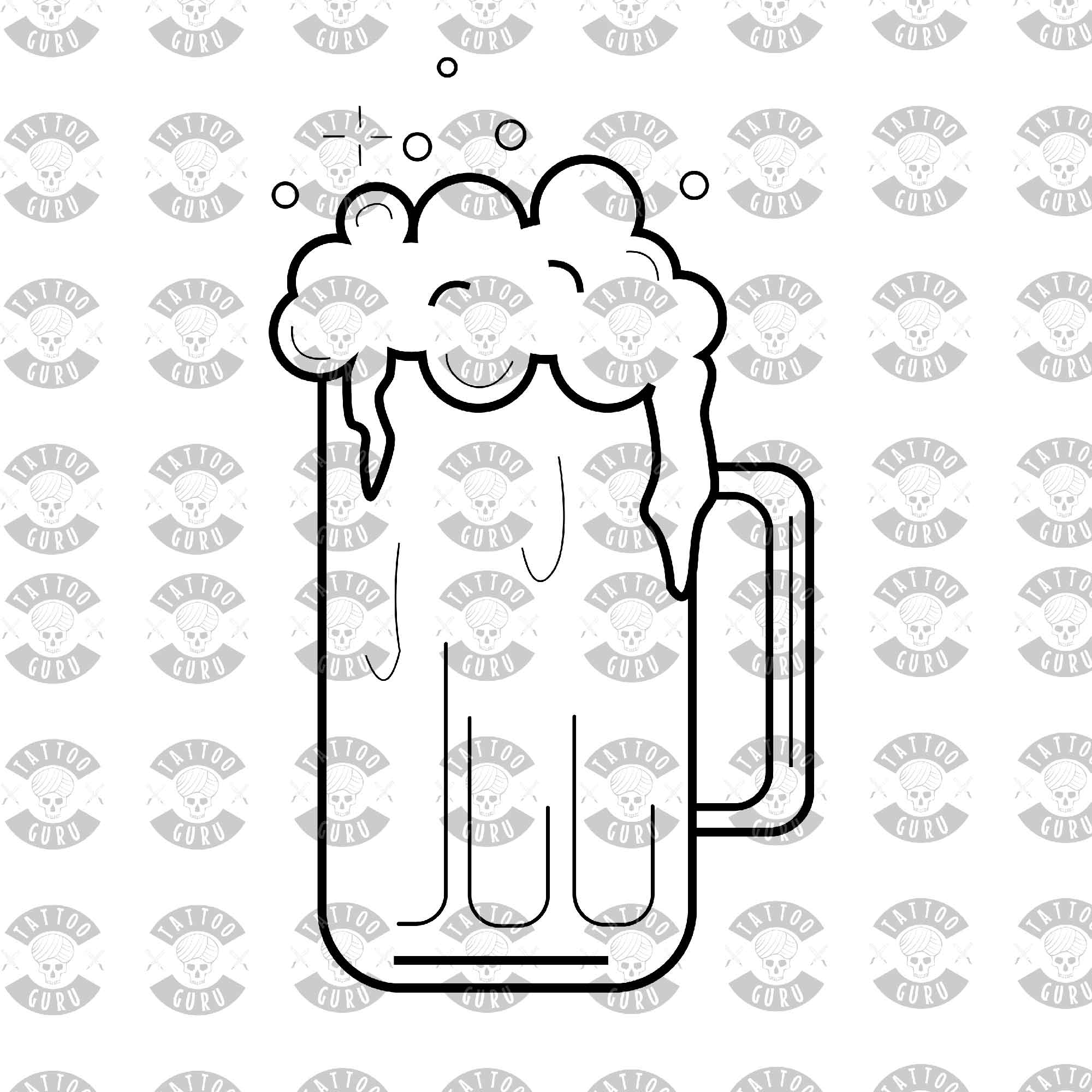 tattoo beer – glass with creamy, bubbly head