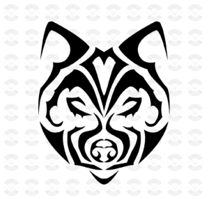 Tattoo Wolfskopf Tribal minimalistisch schwarz Preview